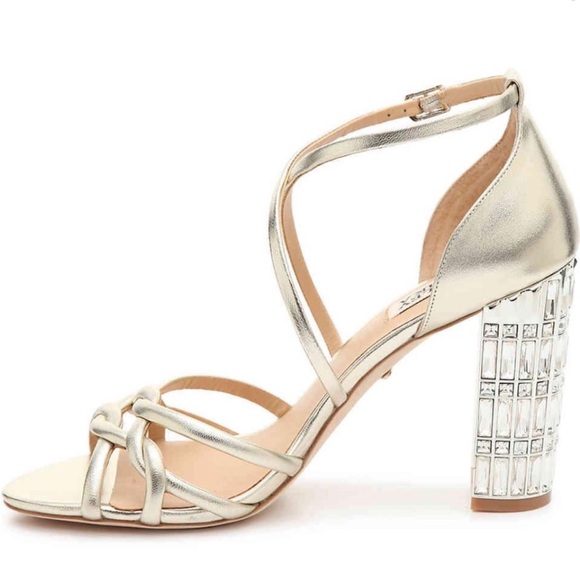 Badgley Mischka ✨ Soria Metallic Rhinestone Heels Gold - Picture 3 of 6